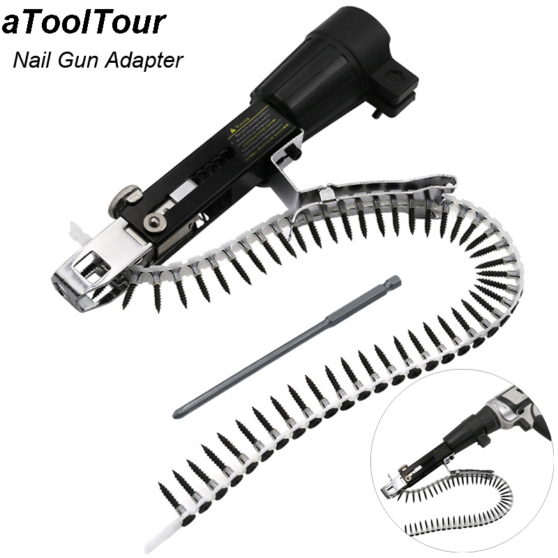 Woodworking Nail Gun - Electric Drill Adpater Automatic Screw Chain