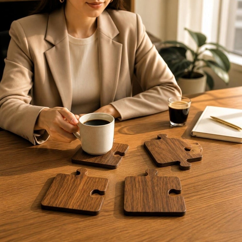 4pcs Vintage Wooden Coaster Se - Woodworking Game 评论和价格
