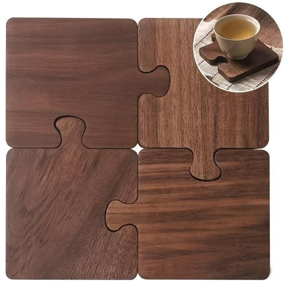 4pcs Vintage Wooden Coaster Se - Woodworking Game 评论和价格