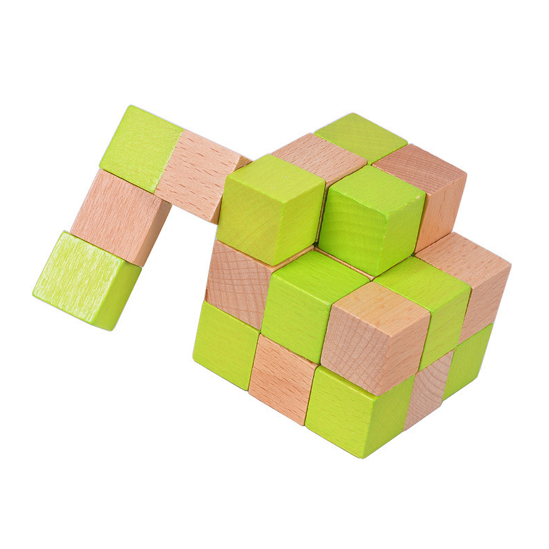 Wooden Snake Cube Puzzle IQ Lo - Woodworking Game 评论和价格